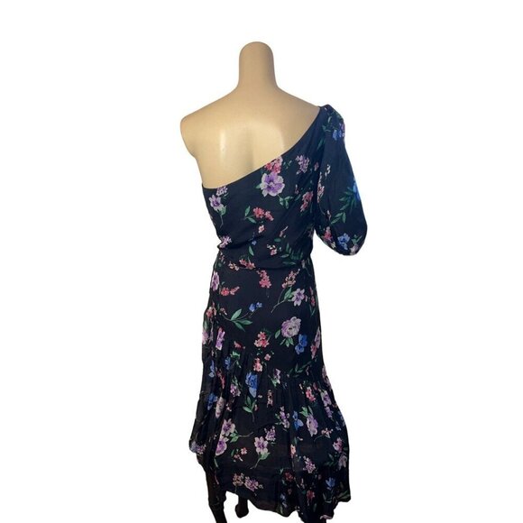 Shoshanna Midnight Gia One Shoulder Dress in Black Floral 4 Womens Cocktail - Picture 8 of 14
